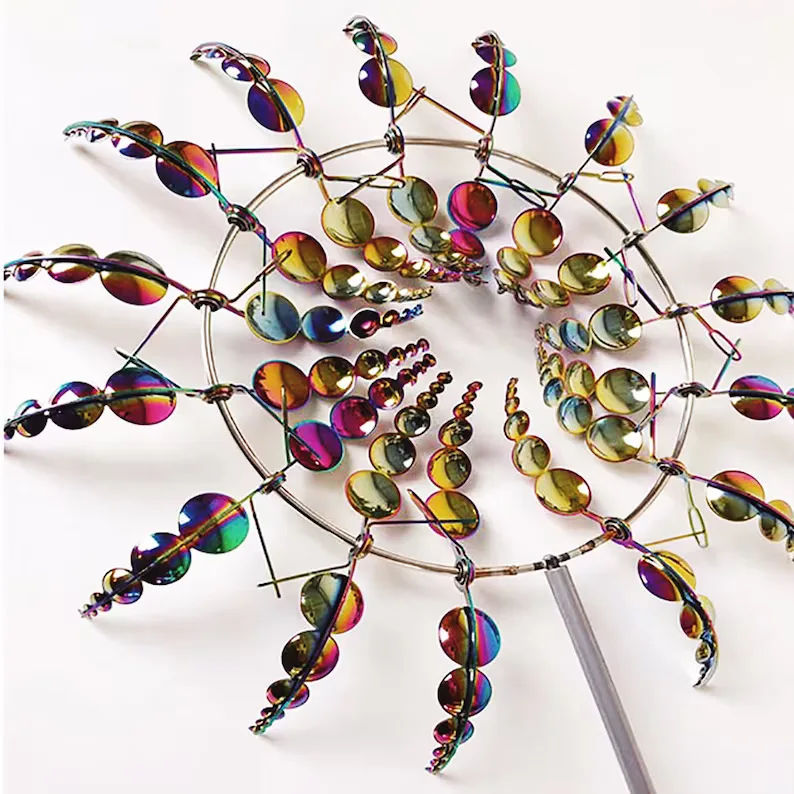 Novel Peculiar Wind Kinetic Energy Art Windmill 3d Vertical Axis Windmill Outdoor Garden Ornament Metal Windmill