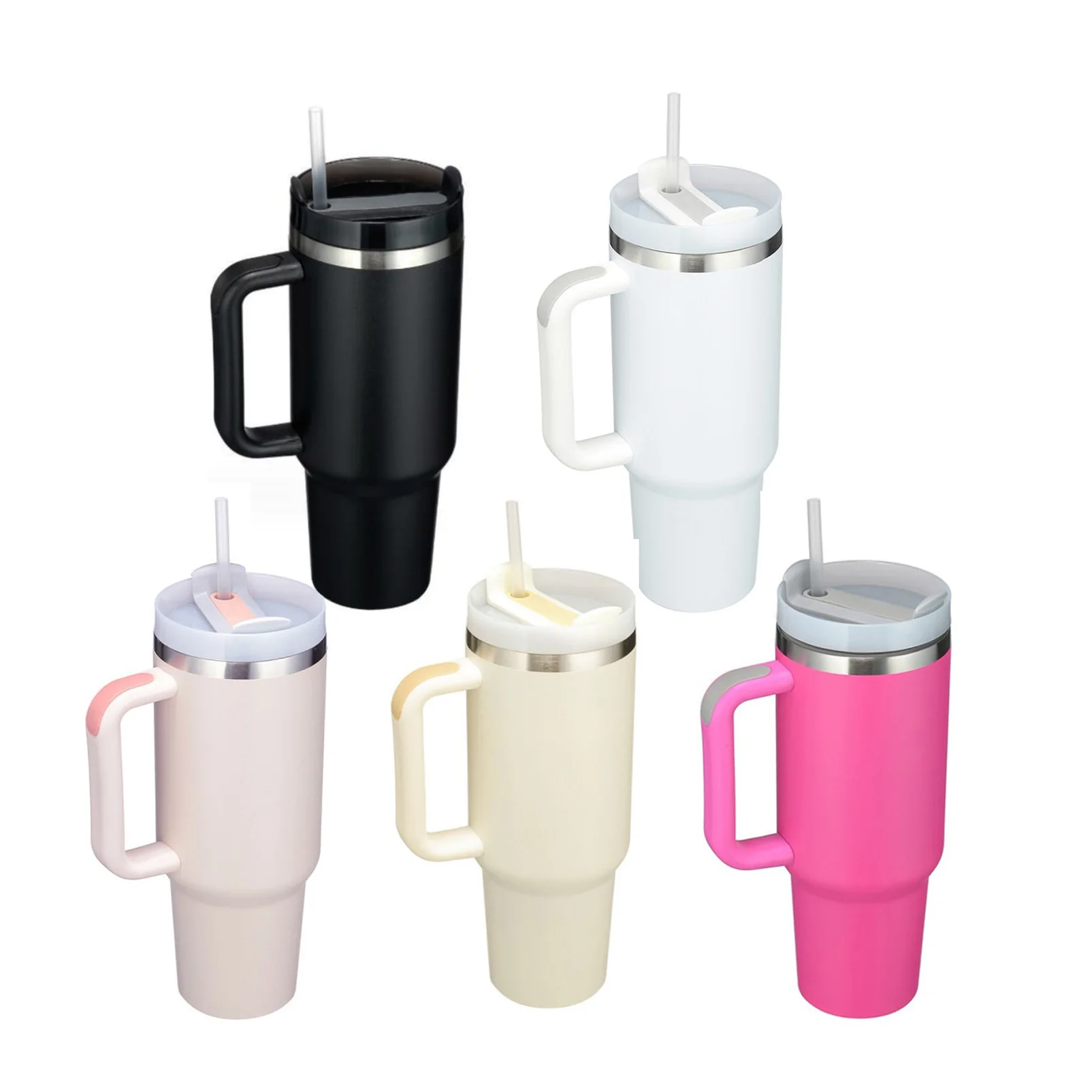 Ready to ship double wall stainless steel travel mug 40oz, outdoor  thermal mug 40oz tumbler with handle and straw