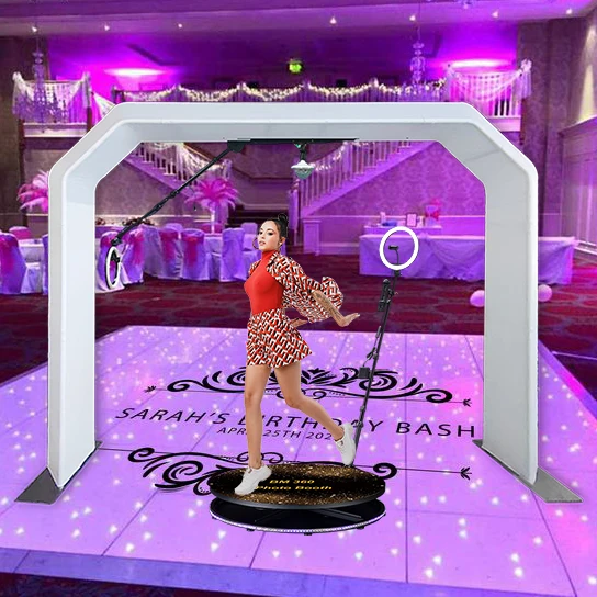 Automatic Rotating 3D Overhead 360 Photo Booth Top Automatic Spinner Photo Booth Selfie Video Machine Camera with Led Fill Light