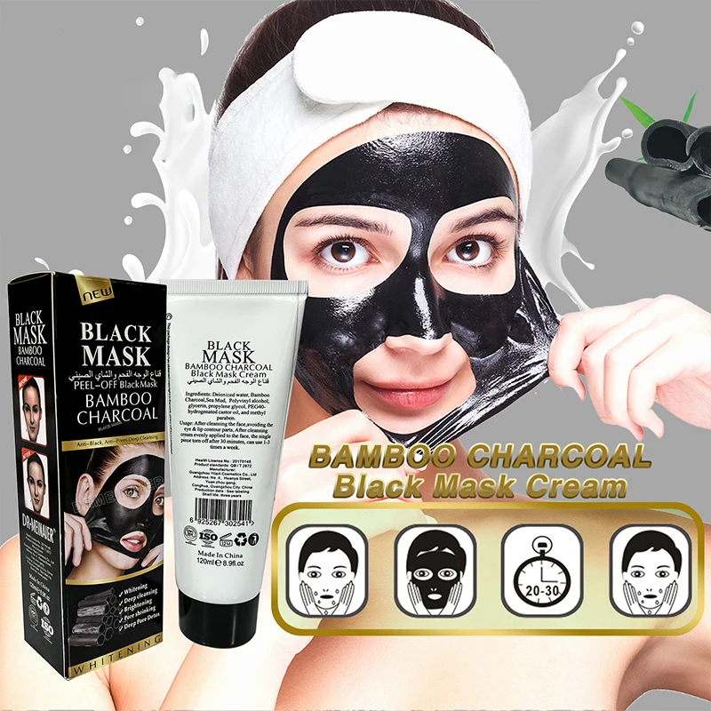 High quality facial care Blackhead suction deep cleaning pore acne oil control activated carbon tear off facial mask 120g