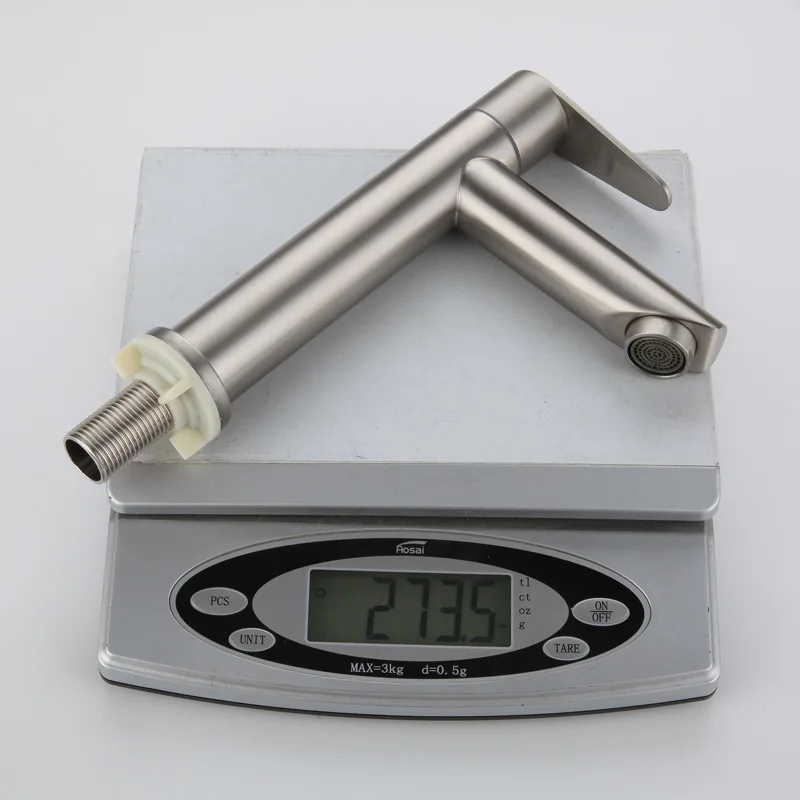 Factory direct 304 Stainless Steel Basin Faucet Deck Mount Brushed Nickel Basin Faucet For Bathroom