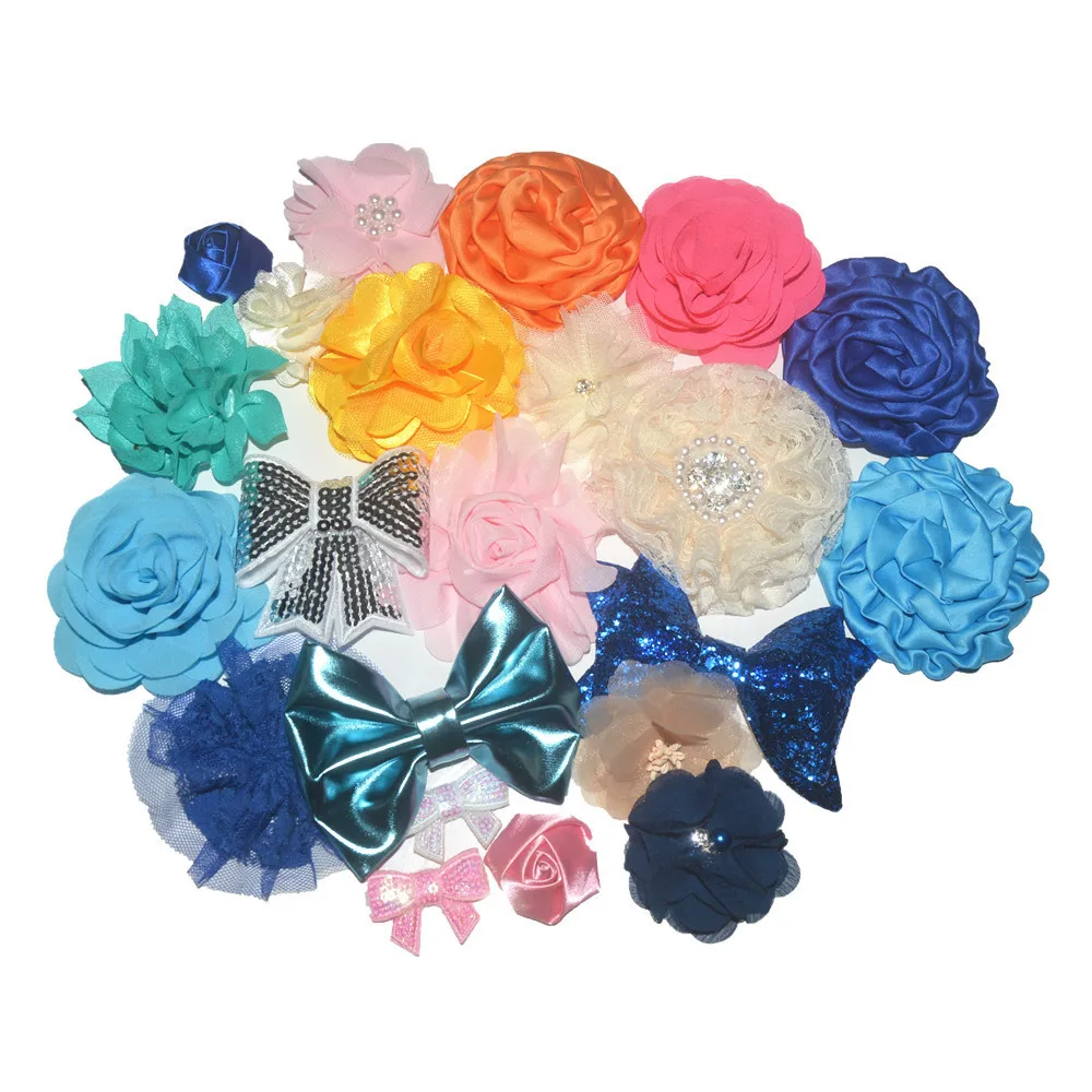 66 шт./компл. набор повязок на голову эластичный/бант/цветок/стразы аксессуары для волос для девочек «сделай сам»