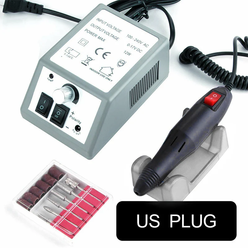 
 Электрический Фрезер для ногтей, аппарат для маникюра 6 шт. фрезы сверла набор гель для удаления кутикулы и педикюра, фрезер Nail Art  