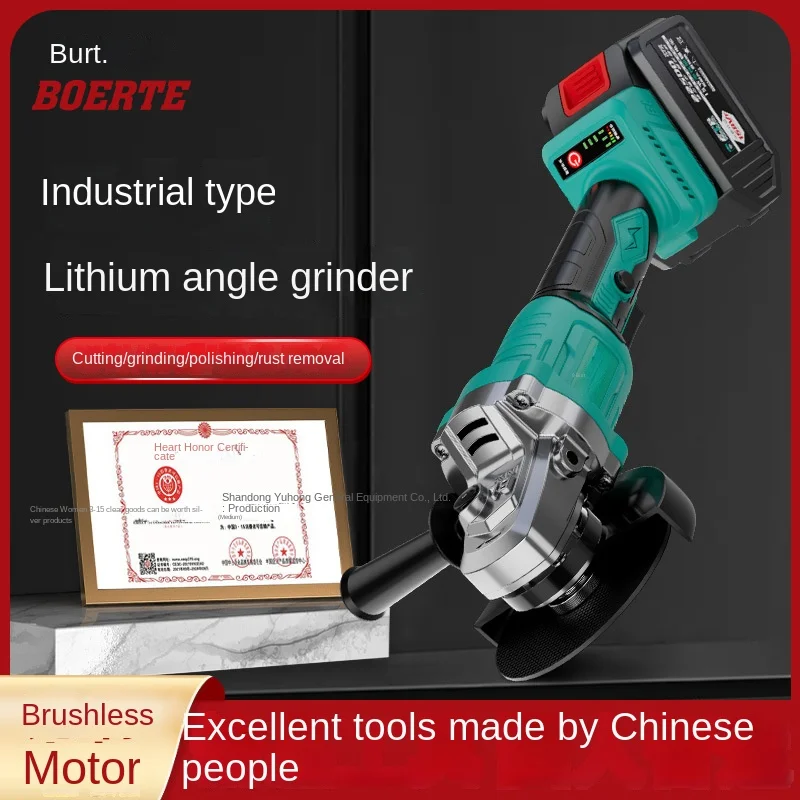 Burt Genuine Goods Brushless Lithium Battery Powered Angle Grinder Electric Polishing Machine Hand Grinding Wheel Charging