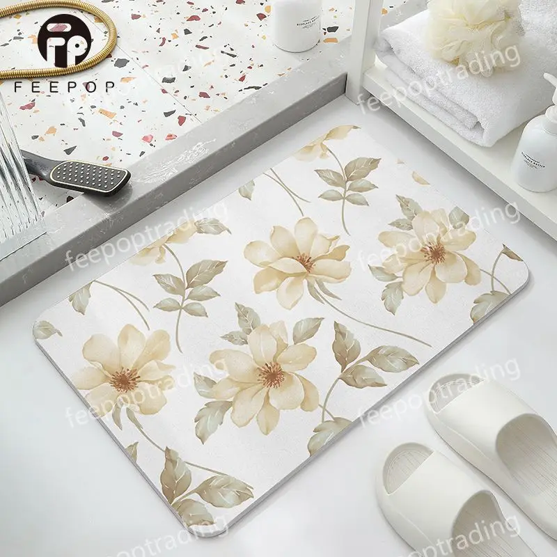 [Feepop] High Quality Diatomacous Bath Mat Eco-friendly Home Accessories Diatomaceous Mat Stone Diatomite Mats for Bathroom