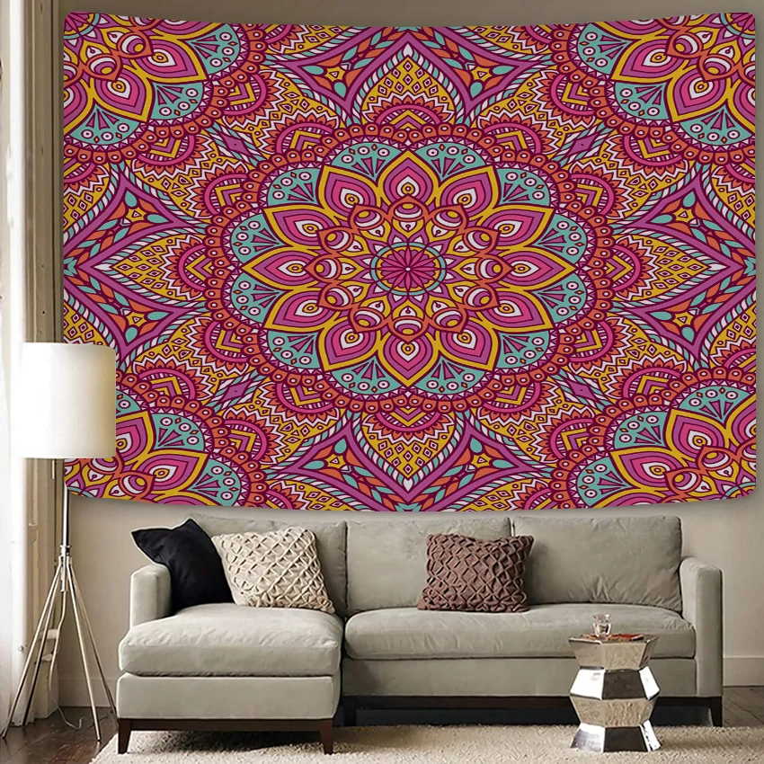 Promotional Custom Indian Bohemian Mandala Boho Hippie Polyester Digital Printed Wall Hanging Tapestry for home Decor