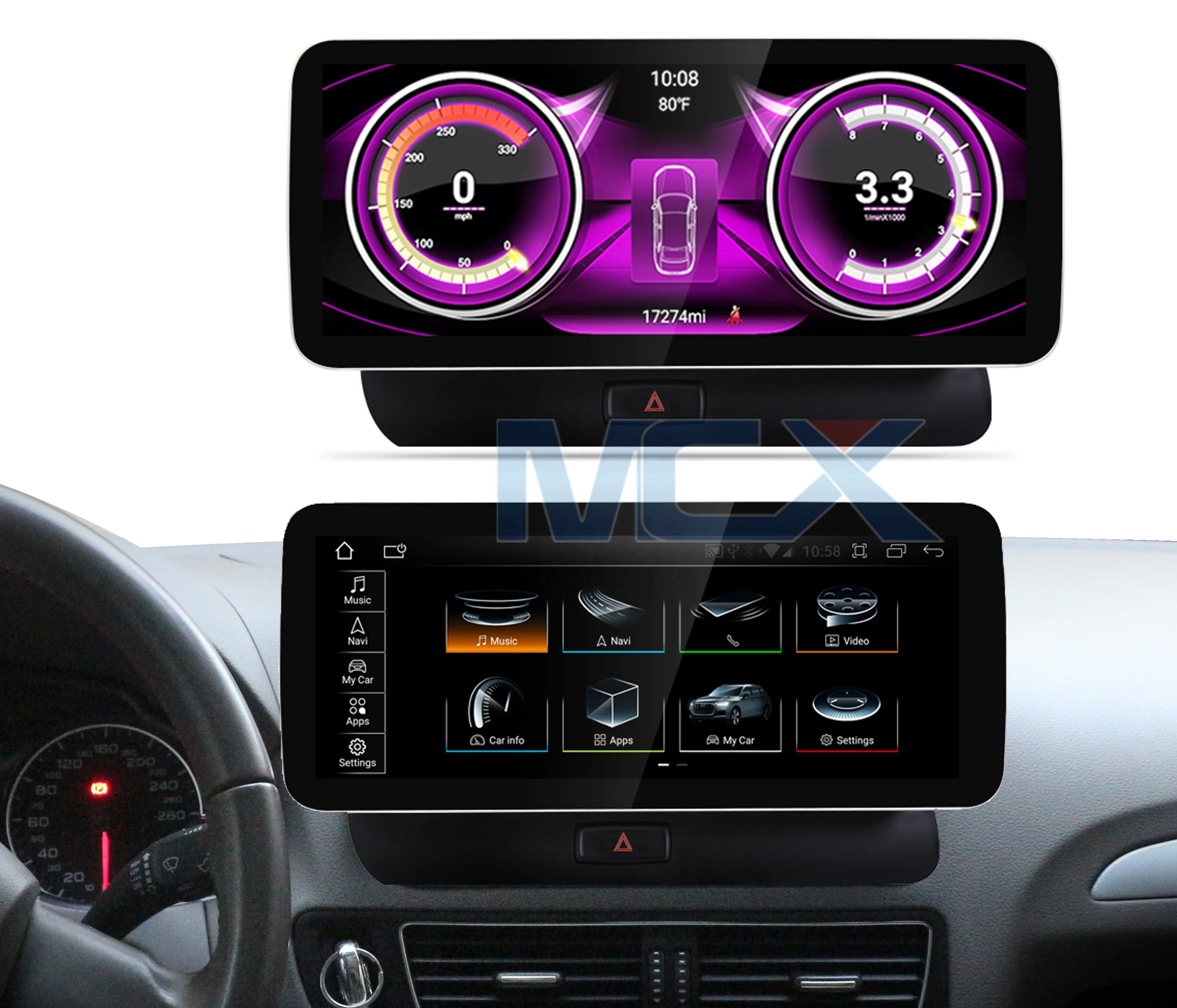 MCX Android 10 12.3 Inch Radio DVD TV Car Touch Screen Stereo Display Carplay Android For Audi Q5 SQ5 2010 2011 2013 2015 MMI