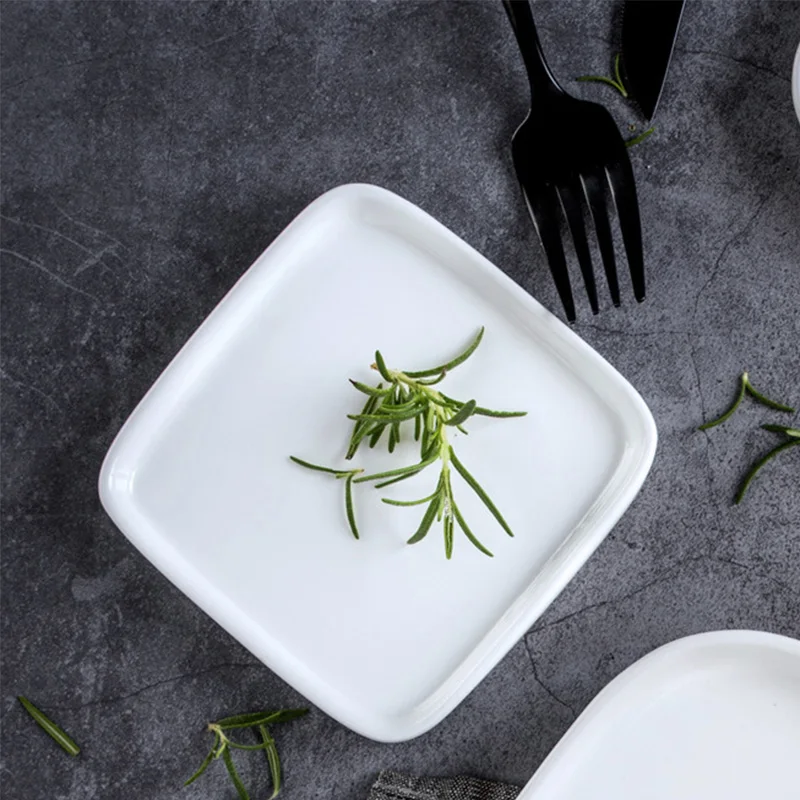 Рождественский набор посуды десертная тарелка фарфоровая квадратная плоская белая керамическая для стейка столовые тарелки ресторана