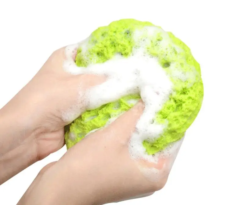 
Three colors High density daily luxuries baby bath sponge balls in natural cute 