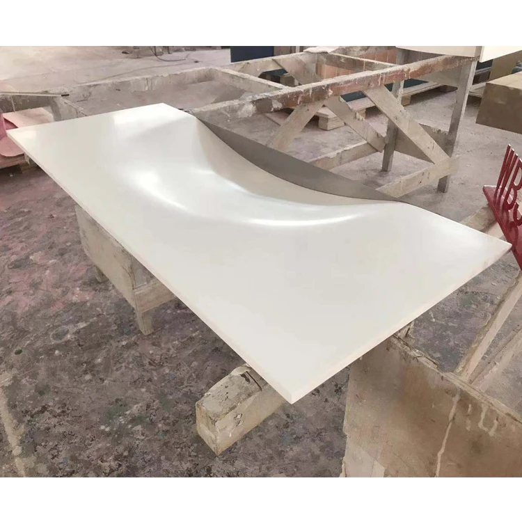 White Acrylic Solid Surface Unique Design Benched New Model Wash Basin Artificial Stone Table Top Wash Basin