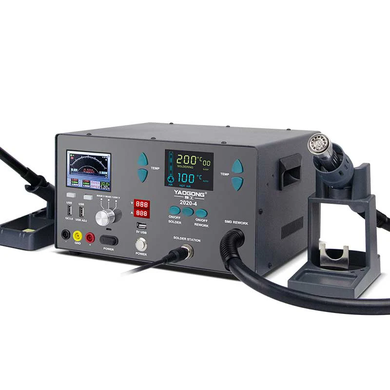 YAOGONG 2020-4 Intelligent SMD Rework Station 3 in 1 1060W Hot Air Gun 60W Soldering Iron Smart Power Supply BGA Solder Station