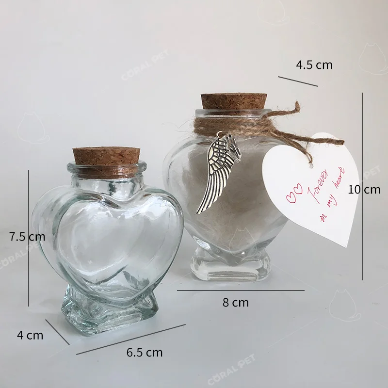 dog cat hair fur teeth keepsake container glass bottle for pet hair Pet fur glass bottle keepsake