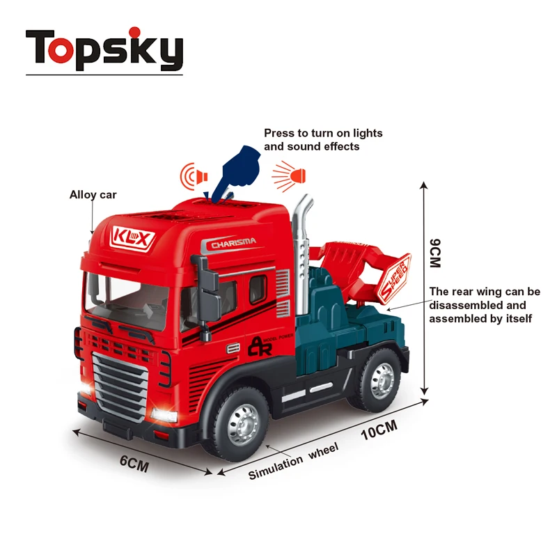 Topsky Diecast Trailer Toys 1:24 Inertia Alloy Truck Vehicle With Light And Music Children Trailer Car Set Diecast Toys For Gift