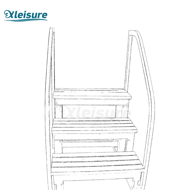 Polystyrene Foaming Material Rectangular Brown Color 3-Tier Swim Spa Step With Handrail