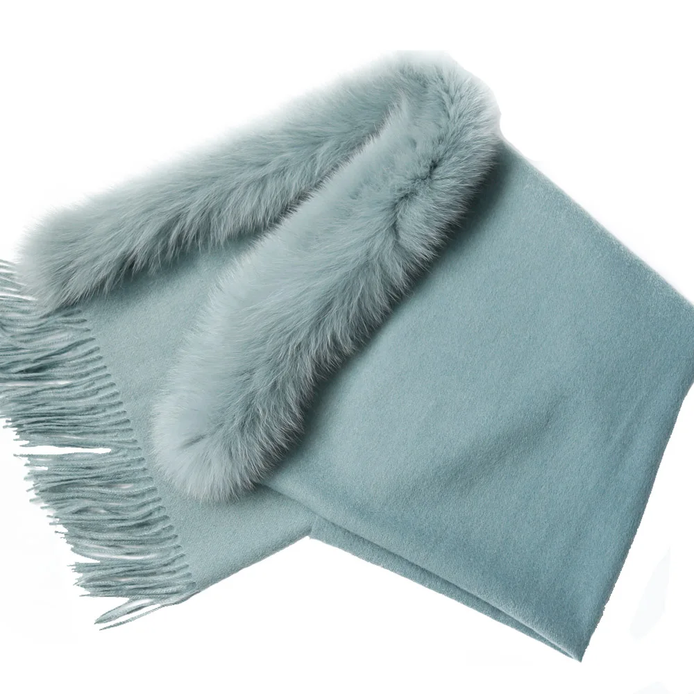 Newest Design Classic Style Women Winter Woolen Cashmere Knit Shawl With Fur Tassel