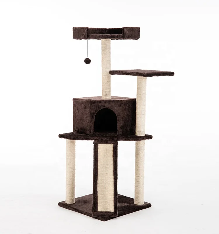 Wholesale wood plank big scraper tower cat tree house