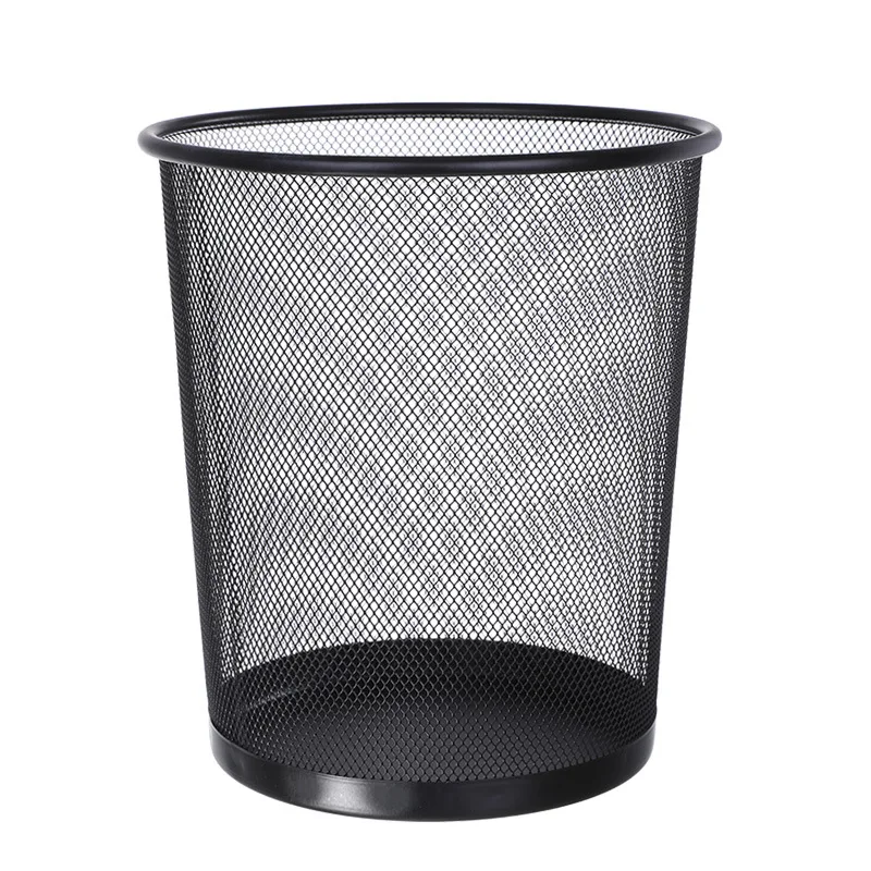 Office Wastepaper Basket Creative Iron And Metal Mesh Household Trash Wire Bins Waste Paper Basket Mesh Wastebasket