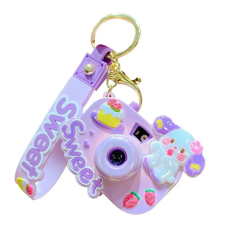 Cartoon My Melody projection camera keychain creative car bag key chain