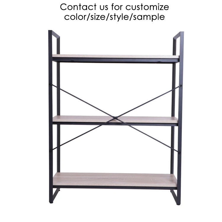 Widely used vintage quality black metal shelf with wooden layers