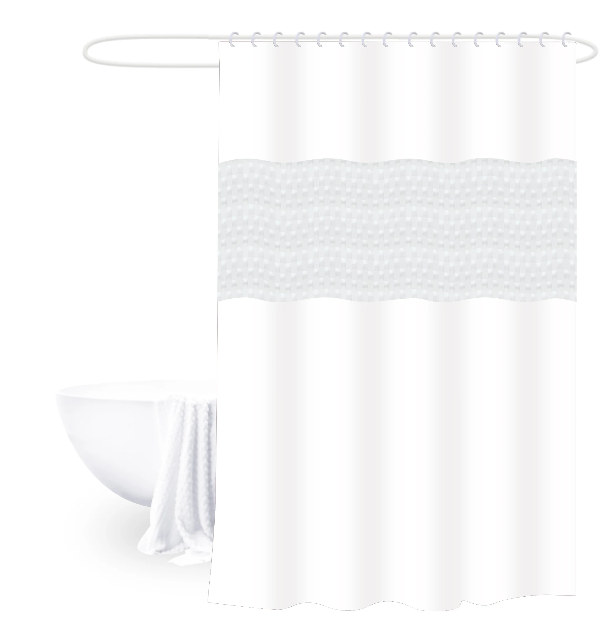 New Low MOQ Bathroom Solid Color Curtains Splicing PEVA Waterproof Shower Curtain