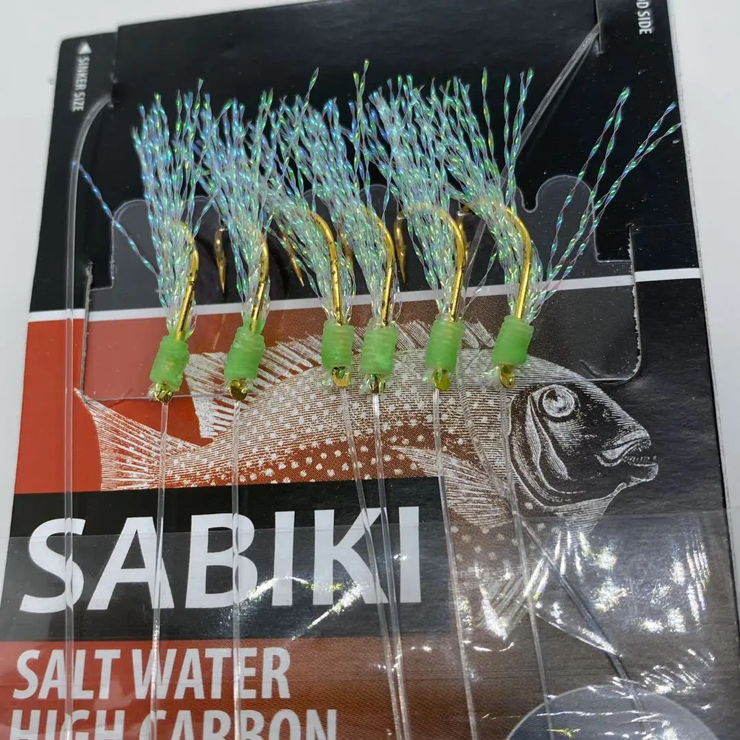 New arrival japanese Sabiki Rigs Luminous Beads Fish Skin Sabiki 6 hooks Sabiki Rigs with cheap price