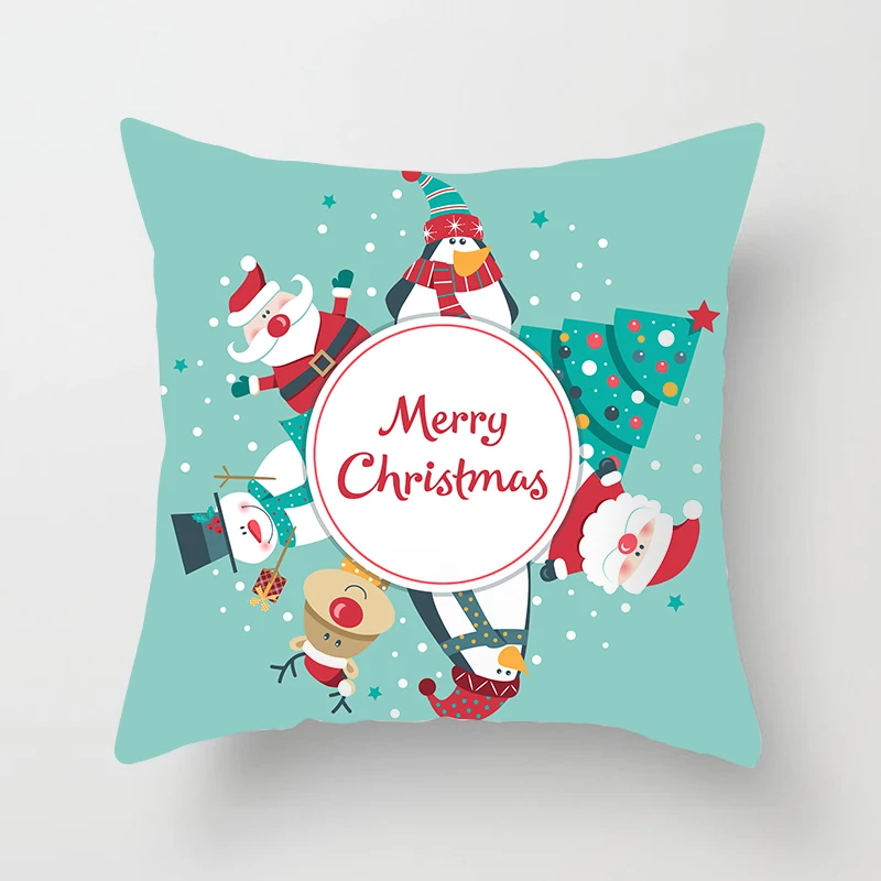 Merry Christmas lovely cartoon printed cushion cover sofa cushion cover box Christmas ornament