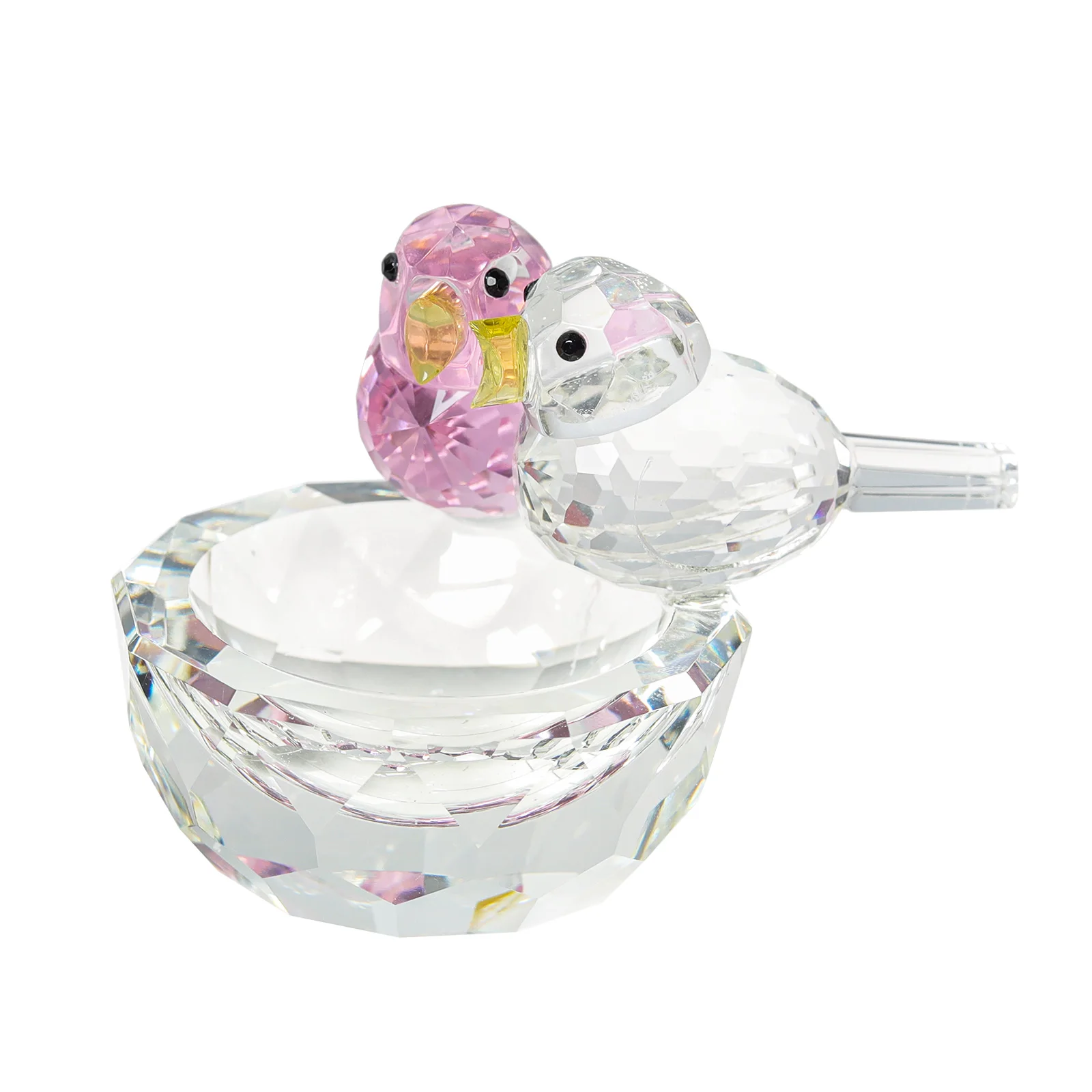 LONGWIN Pink Little Crystal Bird Couples Home Table Decoration Ornaments  Crystal Animal Figurines