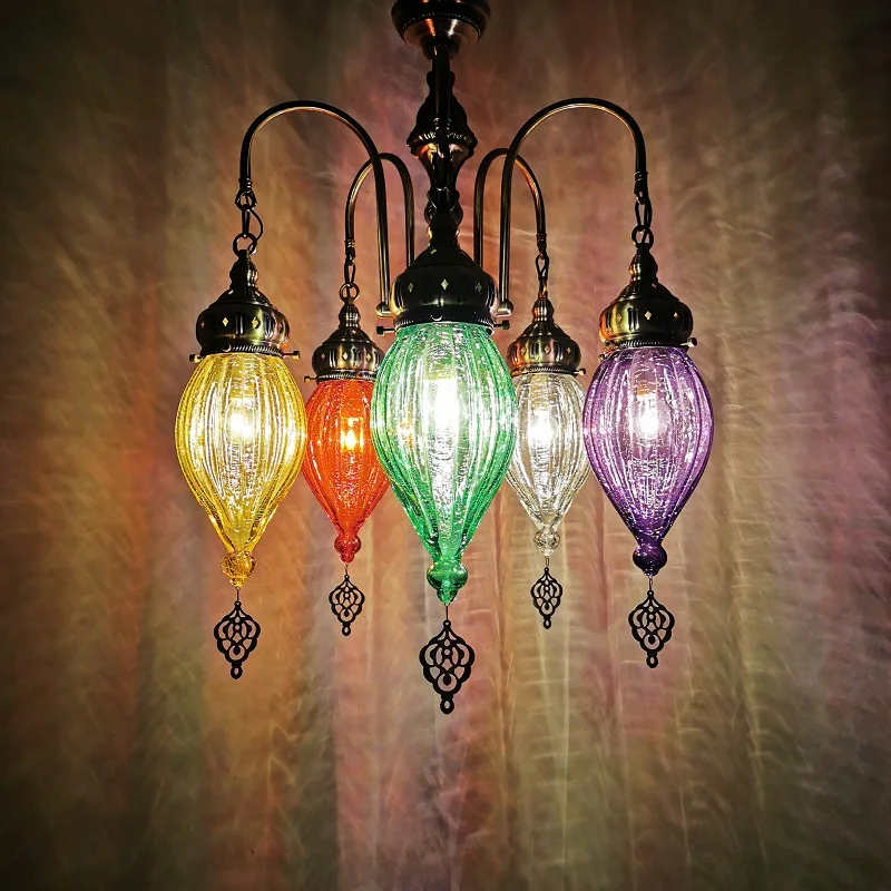 Bohemian Stained Glass Chandelier Restaurant Cafe Hotel Homestay Bar KTV Club Card Holder Chandelier