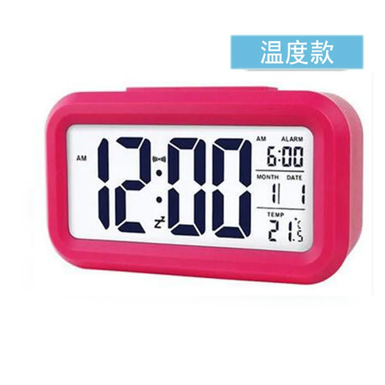 Digital Alarm Clock LCD Display Snooze Electronic Clock Sensor Nightlight Office Table Clock