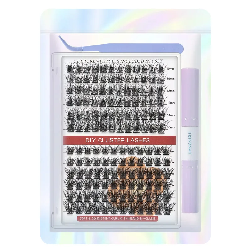 Long lasting diy other lash bond and sealer C D curl cluster lashes kit segment lash cut mink diy lahs extension kit