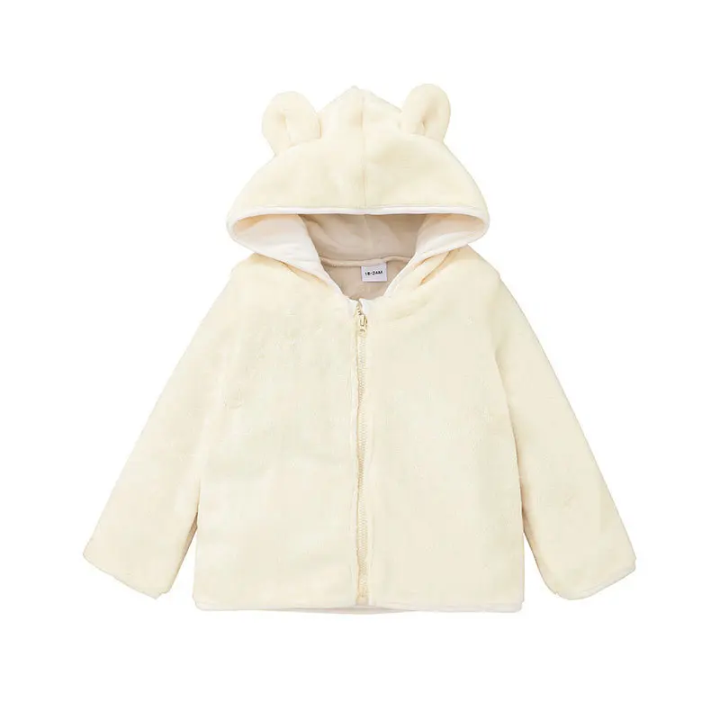 FuYu Fashion Baby Girls Beautiful Solid Color Cute Thick Hoodie Zipper Warm Coat Jacket in Winter