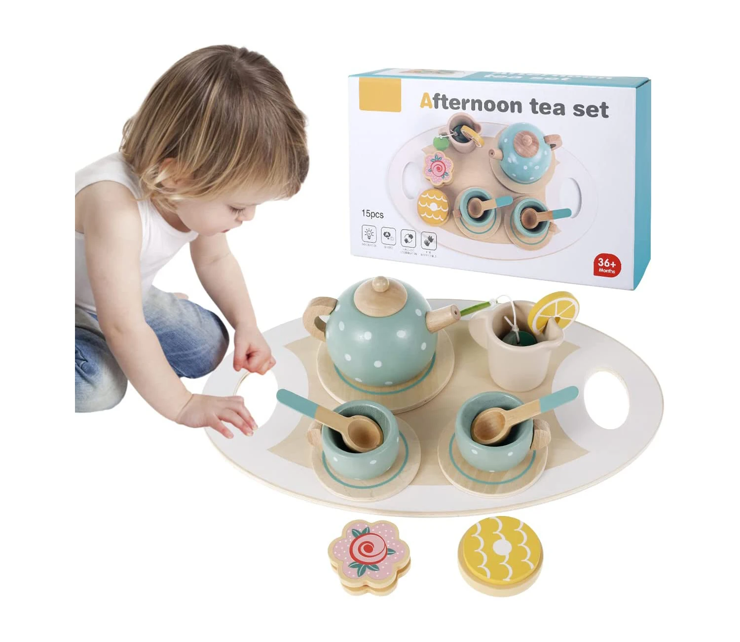 Wood Tea Establish, Kid Duty Play Educational Toys long lasting and also wear-resistant Wood Interactive Simulation Teacup