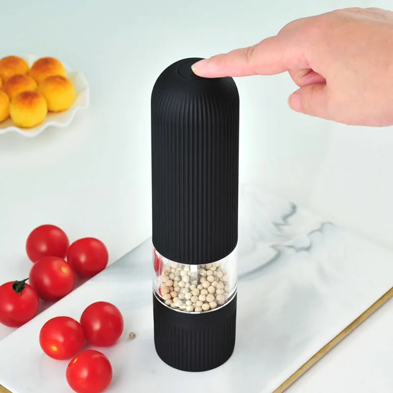 Amazon Top Sell Electric Pepper Mills,Plastic Non-Slip Bottle Body Salt and Pepper Mills With Led Light