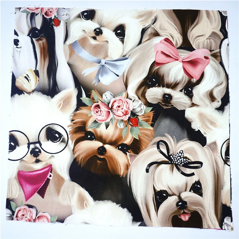 Mango free sample 100%Cotton canvas cute dog design custom printed cotton canvas fabric for bag 250GSM