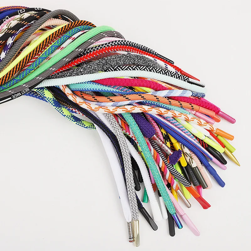 New Arrival Eco-friendly Custom Fashion Polyester Round Flat Drawstring Cords With Metal End Tips for Hoodie shorts