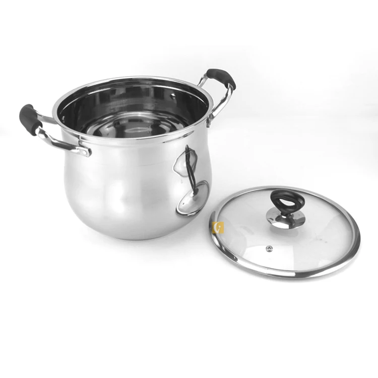 Drum shaped deep 201 stainless steel double bottom soup pot stew pot