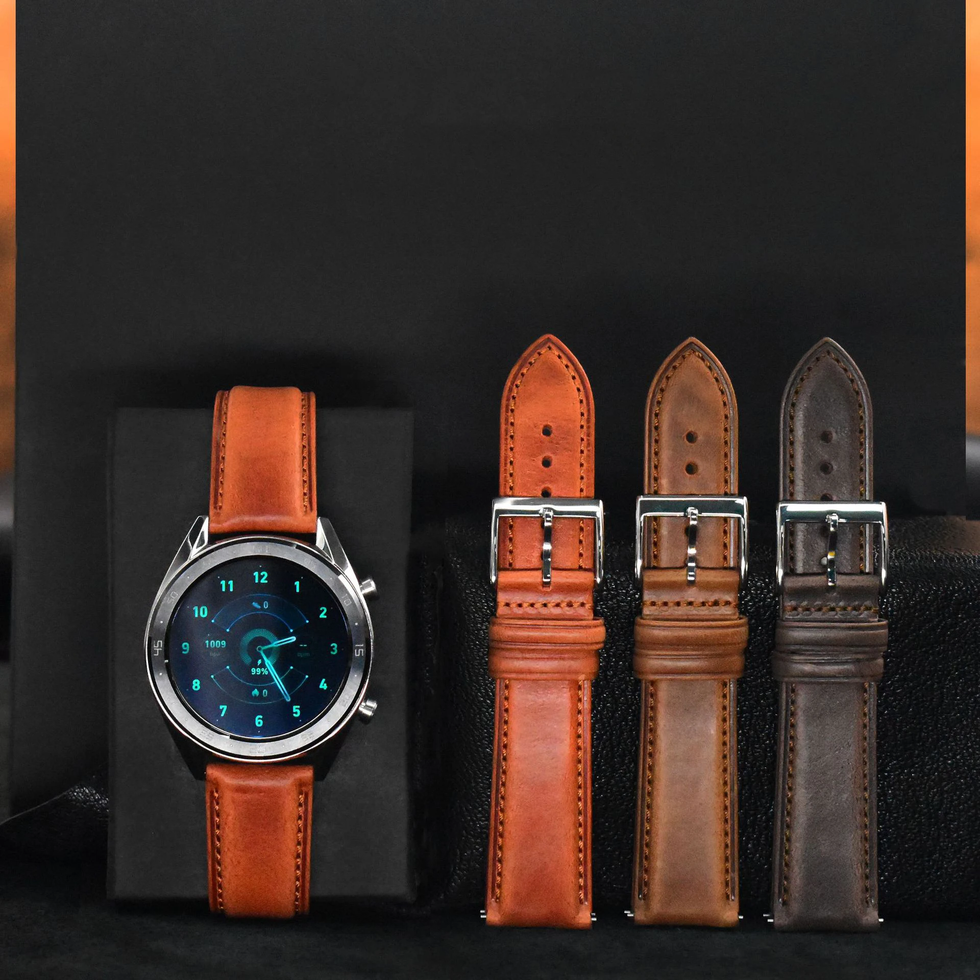 Steel butterfly buckle first layer cowhide leather watch strap accessories Italy high-end oil wax leather strap