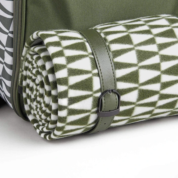 Wholesale Picnic Backpack 4 person with Insulated Cooler Compartment - Green (4 Person)