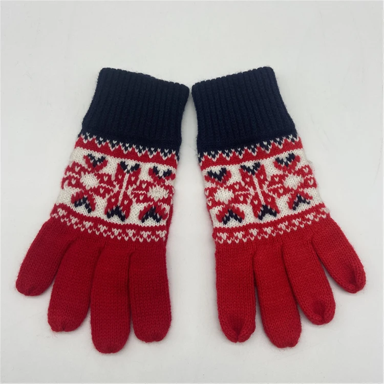 New Arrival Custom Fitted Logo Wholesale Plush Jacquard Gloves