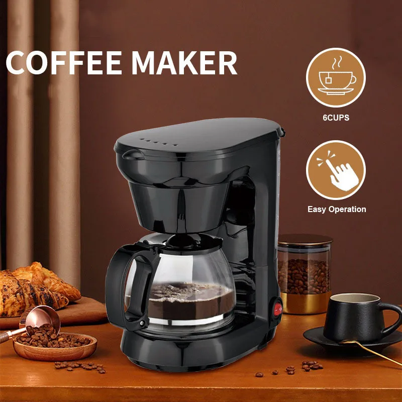 High quality 2024 hot selling 110V 220V Black 6 cups 750ml big capacity Portable Electric household Coffee Maker Machine