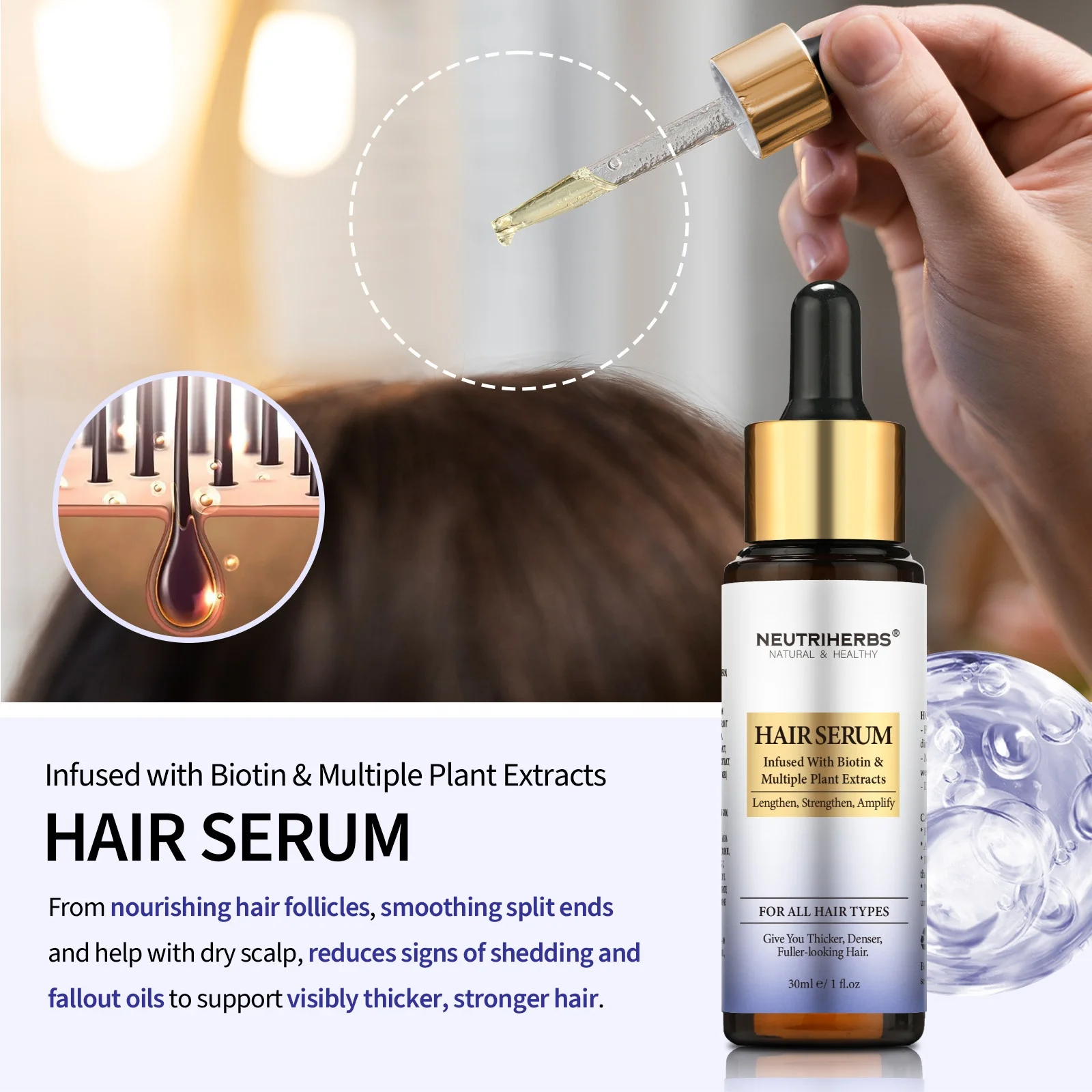 Natural hair regrowth serum vegan hair loss treatments serum for hair growth