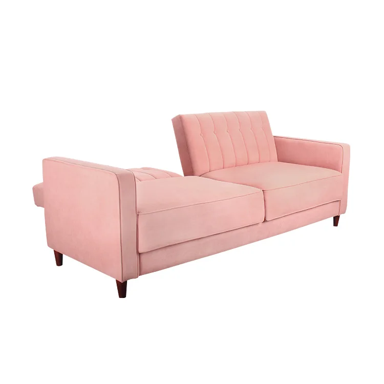 custom storage pink sleeping couch bed futon convertible sofa cum bed folding living room furniture with wood frame