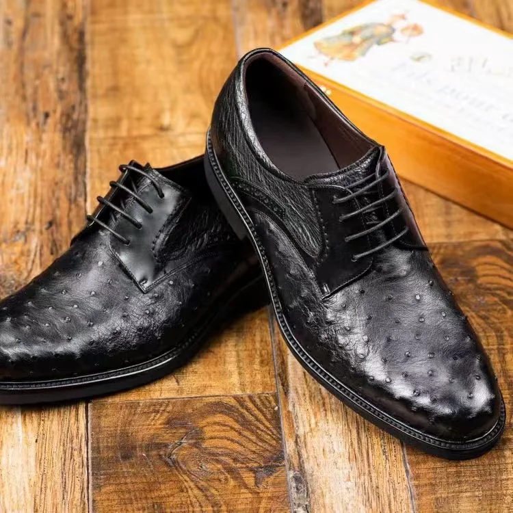 Fashion high quality real exotic slip on designer style genuine ostrich skin leather men shoes