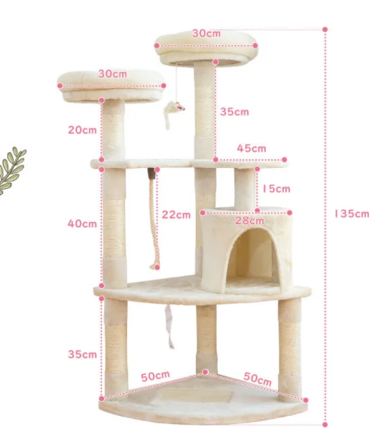 Sisal Castle Modern Large Big Climbing Scratch Pet Scratcher Wood Condo Furniture Tower Cat Tree
