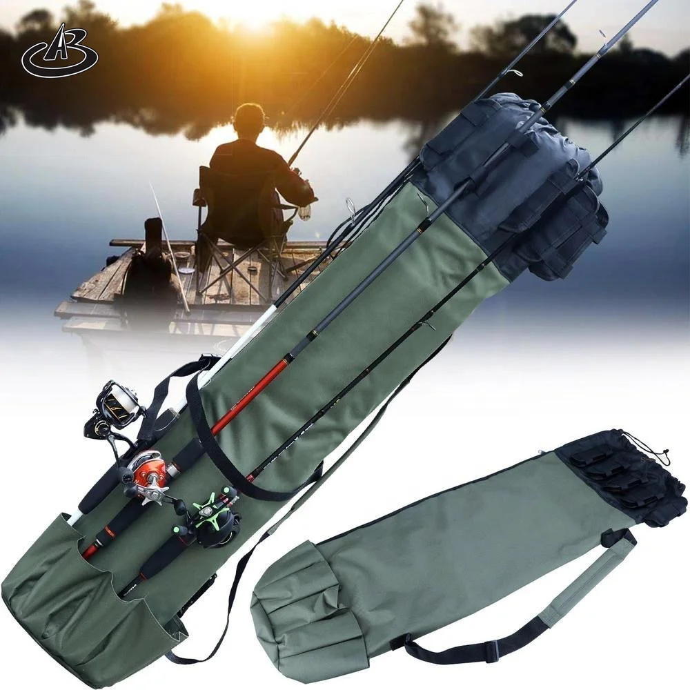 Multi-function Portable Oxford Rod Carrier Waterproof Fishing Rod Reel Organizer Bag for 5 Poles
