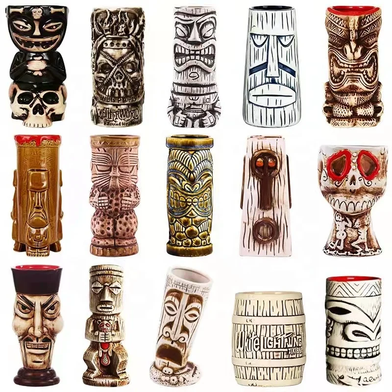 Ceramic Tiki Mug Cocktail Gift Set Bar Decoration Hawaii Custom Tiki Ceramic Tiki Totem Mug