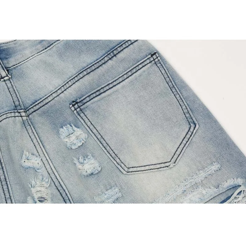 High Quality Popular Design Washed Denim Ripped Selvedge Vintage Mens Flare Jeans