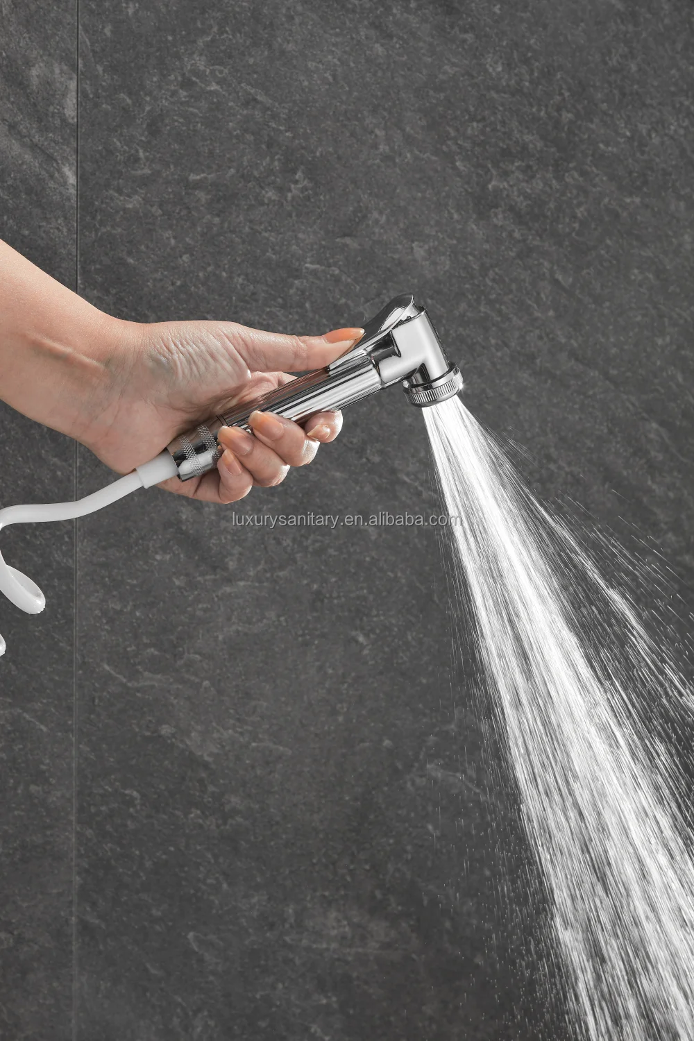brass material muiti function bathroom shower set silver color shower mixer with dual flow hand shower and sprayer