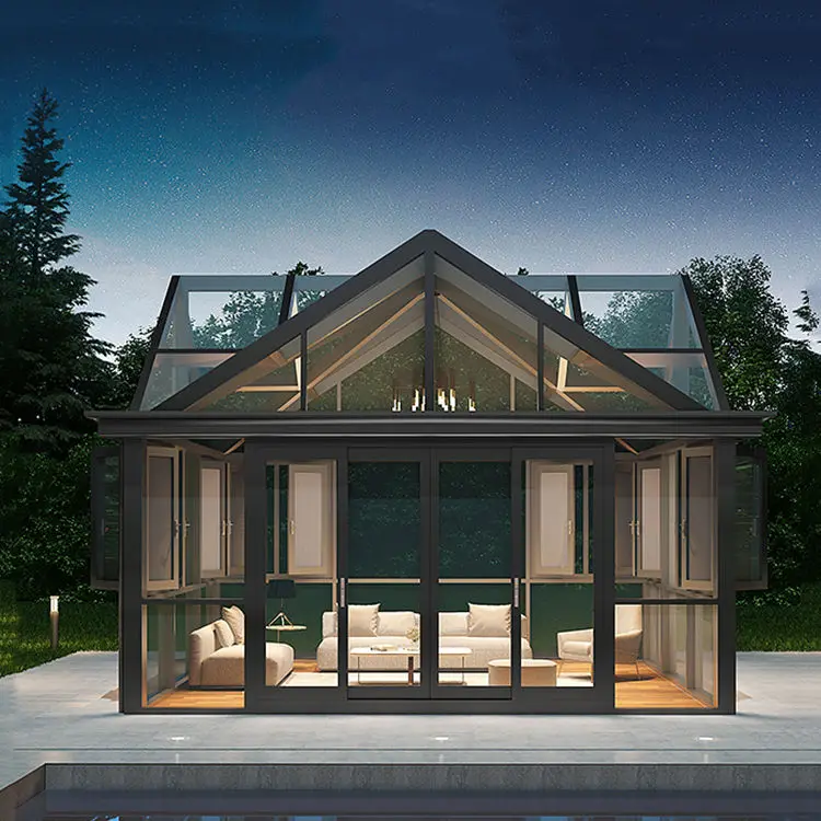 Extendable german style porch enclosure small soundproof sunrooms glass windows houses aluminium garden outdoor for deck