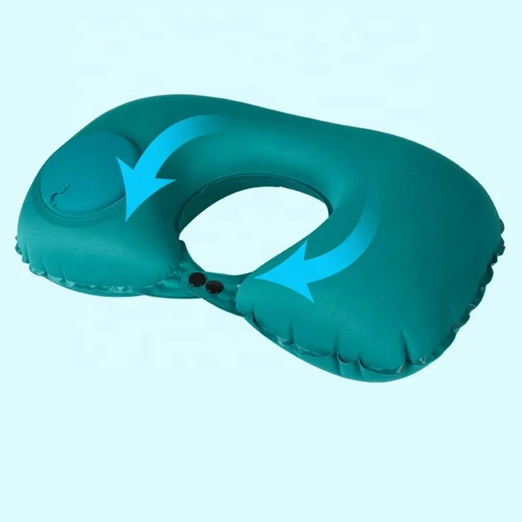 Portable Folding Essential Automatic self-inflating press Air Filled Inflatable Travel Neck U-Shaped Pillow for Adult